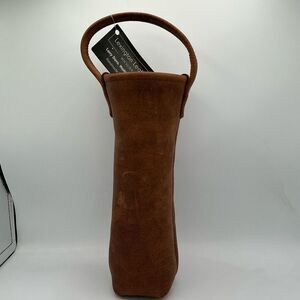 Brown Leather Wine Tote with sheepskin lining NWT